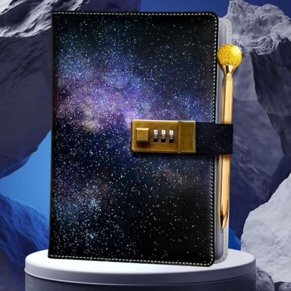 Dark Starry Diary with Lock - Picture 5 of 7